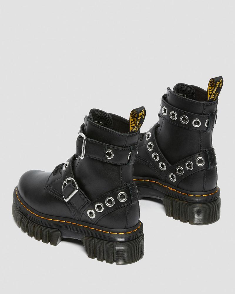 Dr Martens Audrick Hardware Leren Platform Laarzen Dames Zwart | NL 547SGL